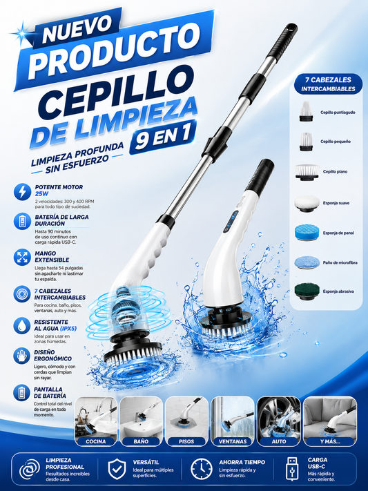 Cepillo Eléctrico de Limpieza 9 en 1