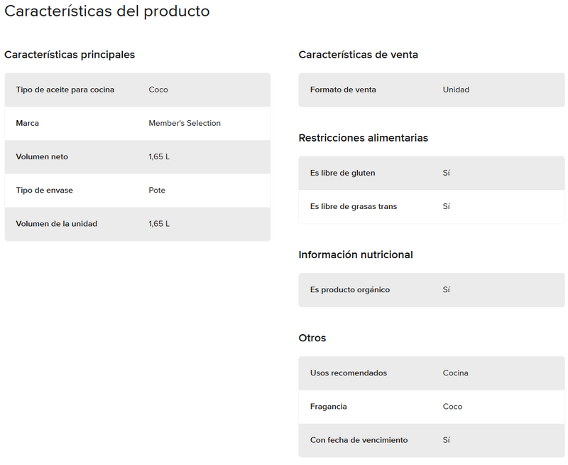 Características del producto